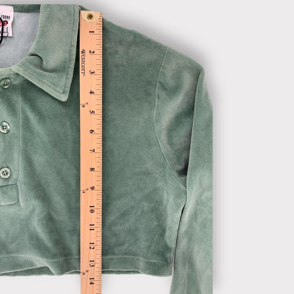 NWT RE/DONE BY HANES Cropped velour polo shirt Small - Picture 11 of 12